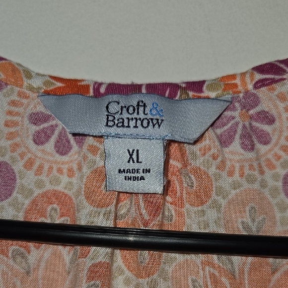 Croft & Barrow Orange Relaxed Blouse with Airy Fabric - Picture 2 of 4
